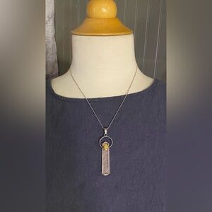 Healing pink quartz and opal necklace